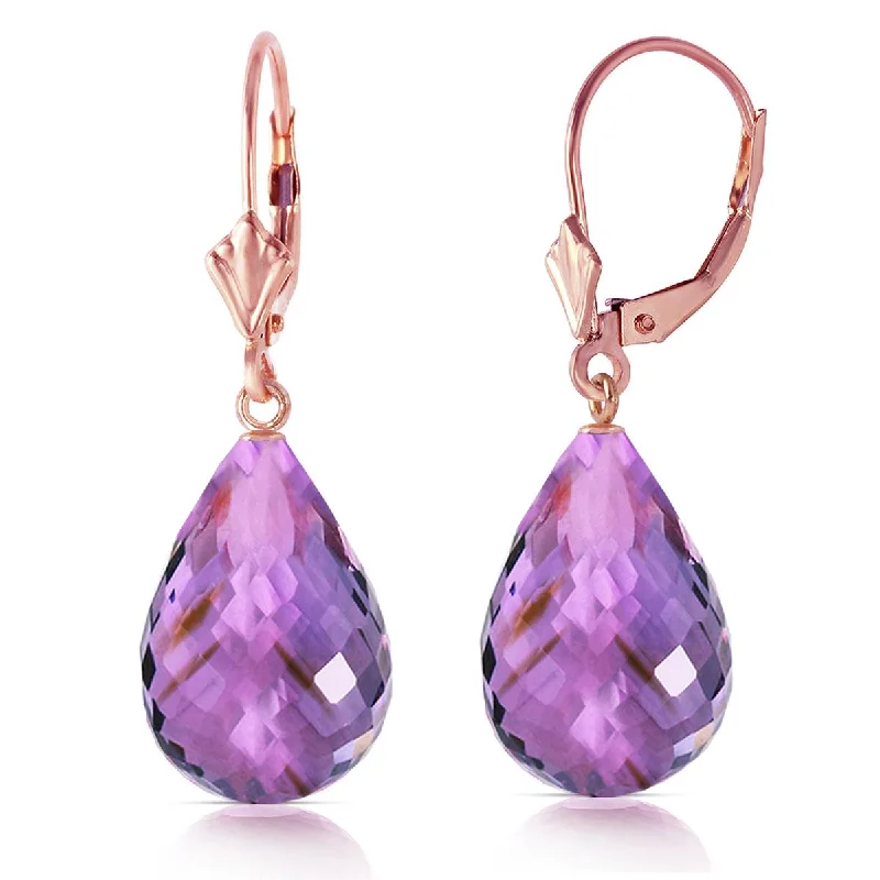 nature-themed apex ridge earrings-14 Carat 14K Solid Rose Gold Amethyst Briolette Swing Earrings