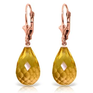 minimalist crest peak earrings-14 Carat 14K Solid Rose Gold Citrine Briolette Swing Earrings