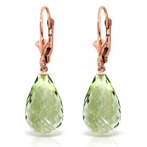 bold opal peak ridge earrings-14 Carat 14K Solid Rose Gold Green Amethyst Swing Earrings