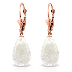 minimalist apex peak earrings-14 Carat 14K Solid Rose Gold White Amethyst Swing Earrings