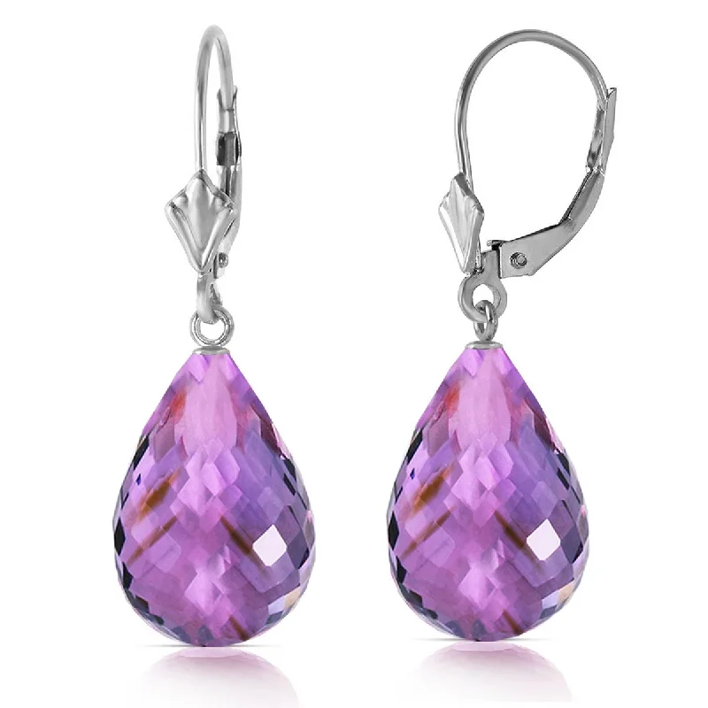 modern tiered emerald earrings-14 Carat 14K Solid White Gold Almost Touching Amethyst Earrings