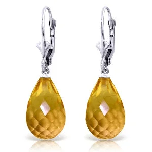 bold emerald inset earrings-14 Carat 14K Solid White Gold Tender Tune Citrine Earrings