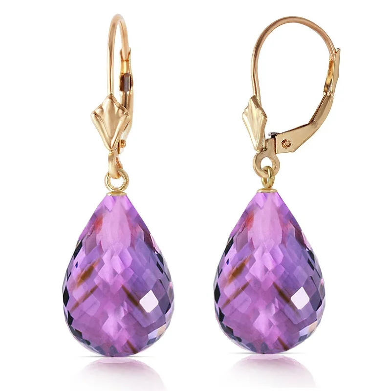 adjustable ridge peak earrings-14 Carat 14K Solid Yellow Gold Loveliness Amethyst Earrings