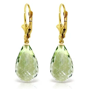 minimalist slope peak earrings-14 Carat 14K Solid Yellow Gold Loveliness Green Amethyst Earrings