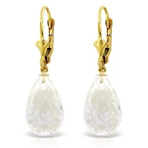 modern nebula diamond earrings-14 Carat 14K Solid Yellow Gold Loveliness White Amethyst Earrings