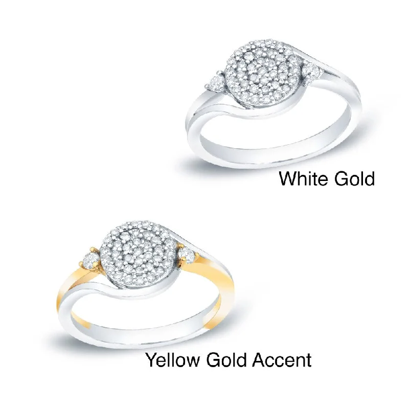 adjustable apex peak ring-14k Gold Round 1/4ct TDW Swirled Pave Diamond Ring by Auriya