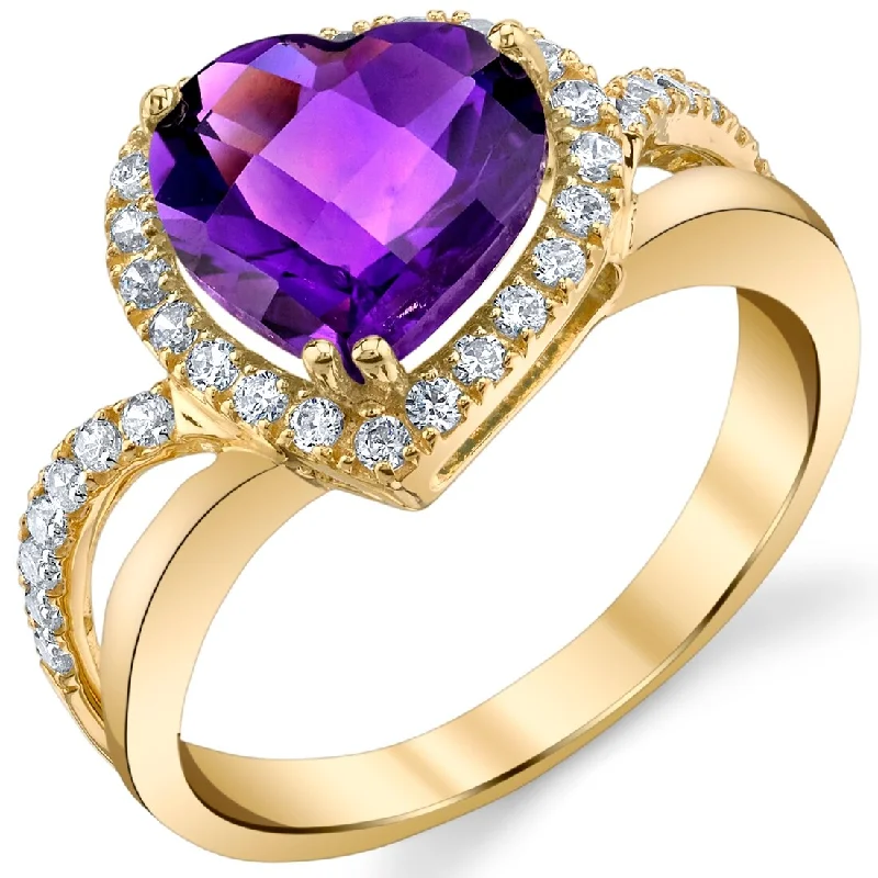 nature-themed summit ridge ring-14k Yellow Gold 2.25ct Amethyst Gemstone Engagement Ring