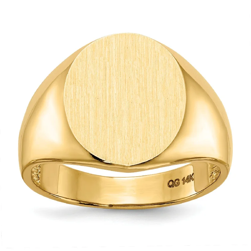 modern sleek apex peak ring-14KT Yellow Gold 15X13.5MM Signet Ring; Size 10