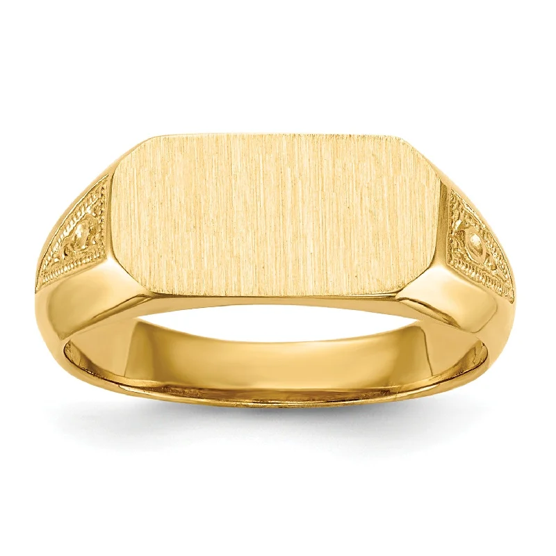 polished gold arc ring-14KT Yellow Gold 6.5X12MM Signet Ring; Size 5