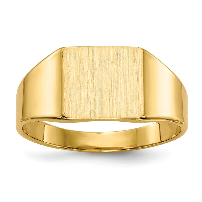 artisan-crafted silver ring-14KT Yellow Gold 8X8.5MM Closed Back Signet Ring; Size 5