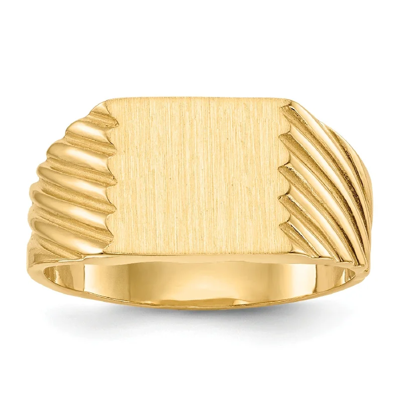 bohemian summit crest ring-14KT Yellow Gold 9MM Closed Back Signet Ring; Size 8