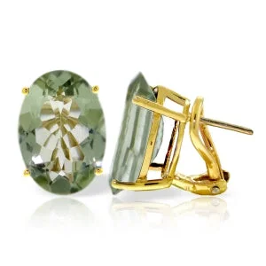 inscribed devotion drop earrings-15.1 Carat 14K Solid Yellow Gold Intensity Green Amethyst Earrings