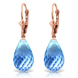 refined niobium drop earrings-28 Carat 14K Solid Rose Gold Blue Topaz Briolette Swing Earrings