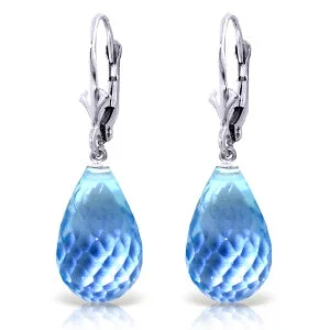 dazzling trillion-cut stud earrings-28 Carat 14K Solid White Gold Blue Something Blue Topaz Earrings