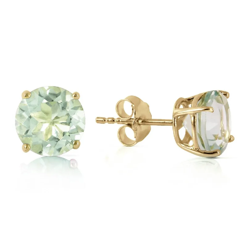 gothic-inspired bear claw earrings-3.1 Carat 14K Solid Yellow Gold Stud Earrings Natural Green Amethyst