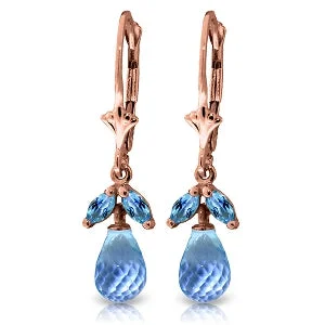 vintage-style aventurine earrings-3.4 Carat 14K Solid Rose Gold Blue Topaz Envy Earrings