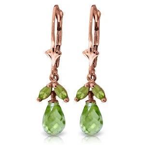 art deco carnelian earrings-3.4 Carat 14K Solid Rose Gold Peridot Envy Earrings