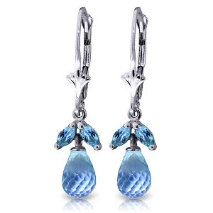 rustic tin hoop earrings-3.4 Carat 14K Solid White Gold Insight Blue Topaz Earrings