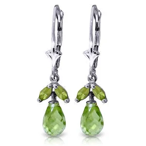 distressed rose stack earrings-3.4 Carat 14K Solid White Gold Understanding Is Power Peridot Earrings