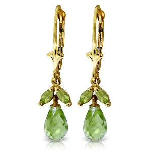 modern tiered turquoise earrings-3.4 Carat 14K Solid Yellow Gold True To Life Peridot Earrings