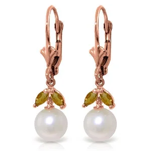 gothic-inspired eagle claw earrings-4.4 Carat 14K Solid Rose Gold Vibrance Pearl Citirne Earrings