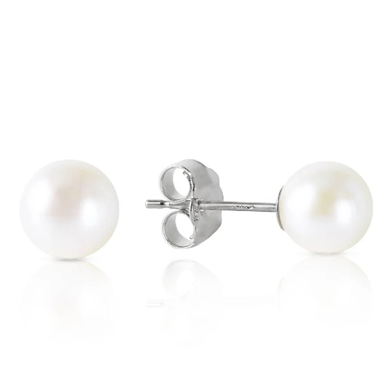 bold sunstone cluster earrings-4 Carat 14K Solid White Gold Stud Earrings Natural Pearl