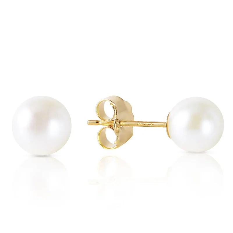 eight-stone stud earrings-4 Carat 14K Solid Yellow Gold Stud Earrings Natural Pearl