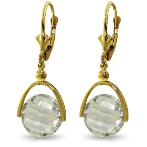 polished silver arc earrings-6.5 Carat 14K Solid Yellow Gold Feminine Touch Green Amethyst Earrings