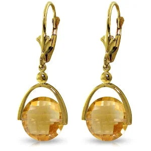 minimalist ridge peak earrings-6.5 Carat 14K Solid Yellow Gold Leverback Earrings Checkerboard Cut Cit