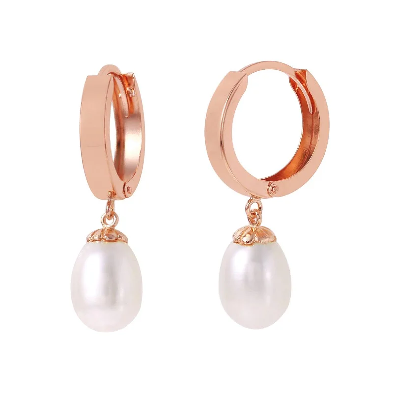 artisan-crafted agate earrings-8 Carat 14K Solid Rose Gold Pearl Drop Hoop Earrings