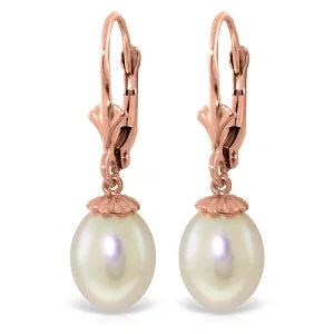 bold hexagonal opal earrings-8 Carat 14K Solid Rose Gold Pearl Love Earrings