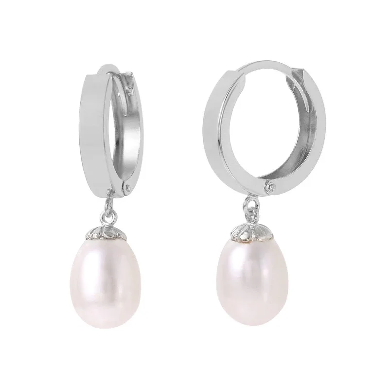 inscribed legacy drop earrings-8 Carat 14K Solid White Gold Release The Wish Pearl Earrings