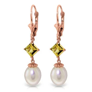 bold emerald peak ridge earrings-9.5 Carat 14K Solid Rose Gold Charisma Pearl Citrine Earrings