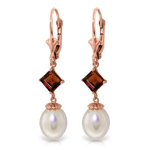 minimalist summit peak earrings-9.5 Carat 14K Solid Rose Gold Charisma Pearl Garnet Earrings