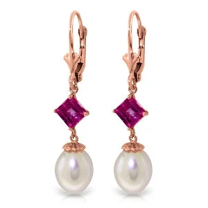 vintage-inspired sunstone earrings-9.5 Carat 14K Solid Rose Gold Charisma Pearl Pink Topaz Earrings