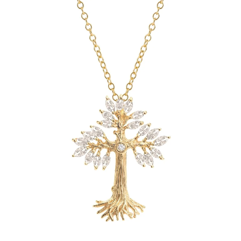 adjustable ridge peak necklace-Armenian Tree of Life 33mm Cross Pendant Necklace with Diamonds