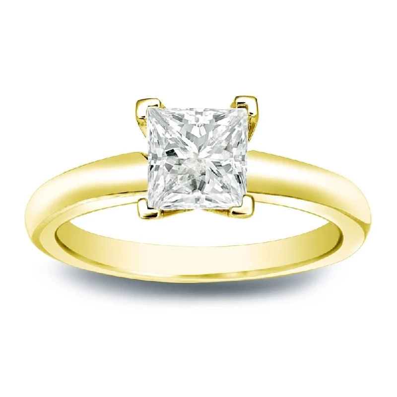 inscribed dynasty ring-Auriya 14k Gold 1/3 carat TW Princess-cut Solitaire Diamond Engagement Ring (J-K, I1-I2)