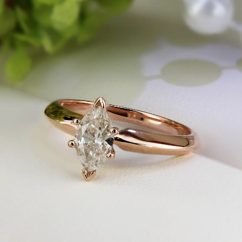 radiant-cut topaz ring-Auriya 14k Rose Gold 1/2ctw Marquise-cut Solitaire Diamond Engagement Ring