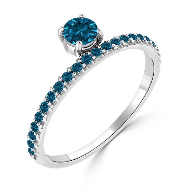 bold emerald peak ridge ring-Auriya Modern 1/2ctw Blue Diamond Ring 10k Gold