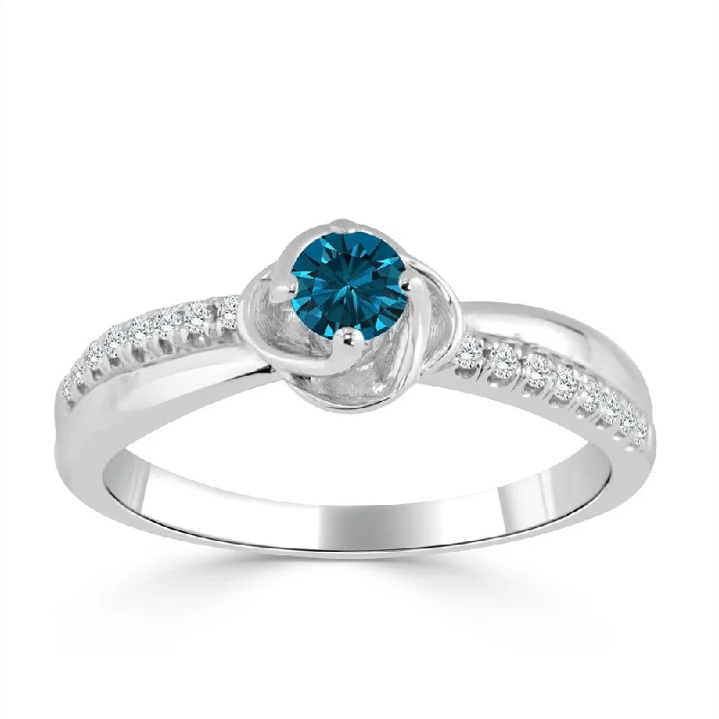 bold topaz peak ridge ring-Auriya Petite 1/3ctw Blue Diamond Engagement Ring 14k Gold