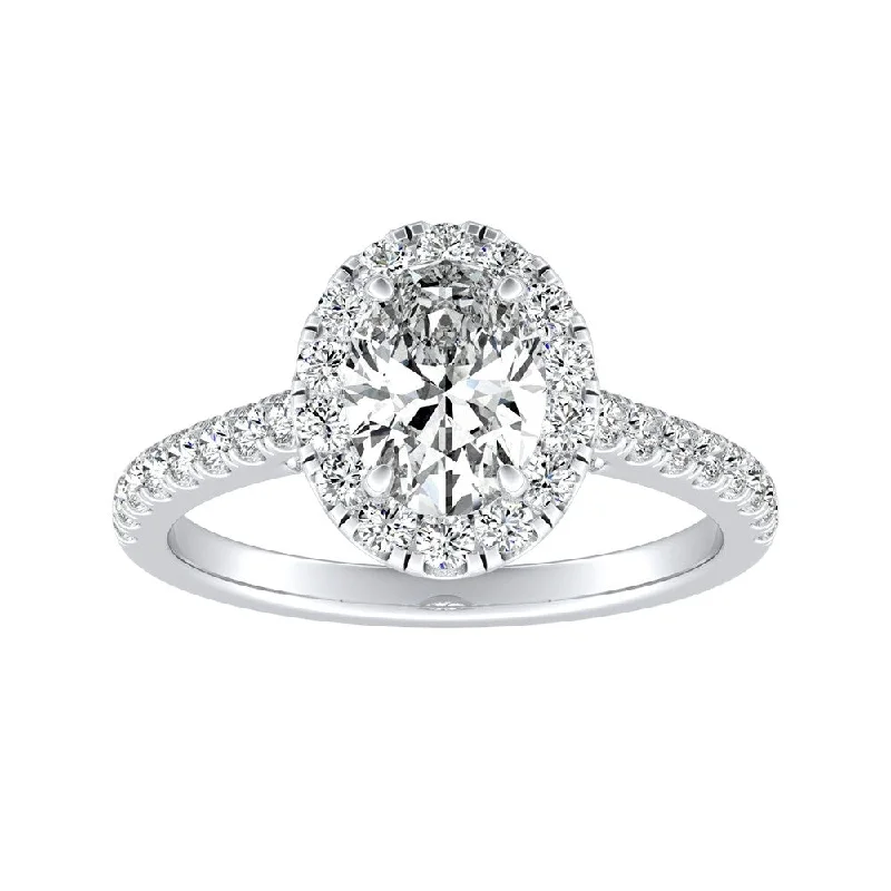 inscribed heritage ring-Auriya Platinum 1 1/5ctw Oval-cut Halo Diamond Engagement Ring