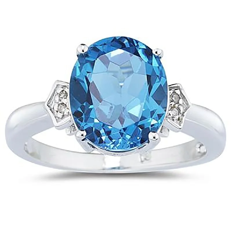 raw amber accent ring-Blue Topaz & Diamond Ring in 10k White Gold