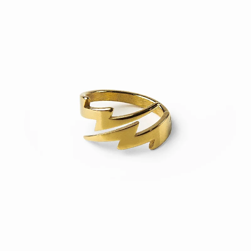 nature-themed twig ridge ring-Bolt Ring - Gold