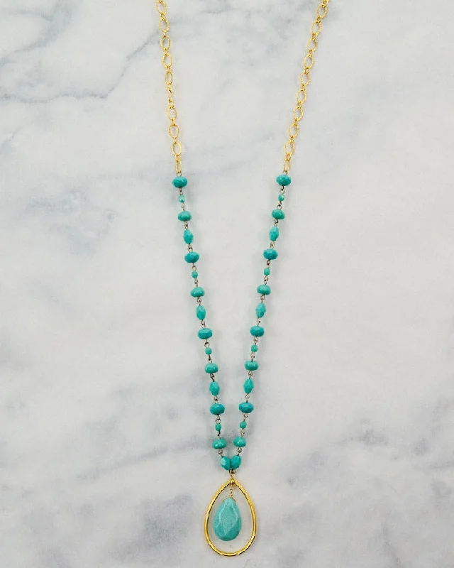 inscribed devotion pendant necklace-Canoncito Long Turquoise Crystal Linkage Necklace