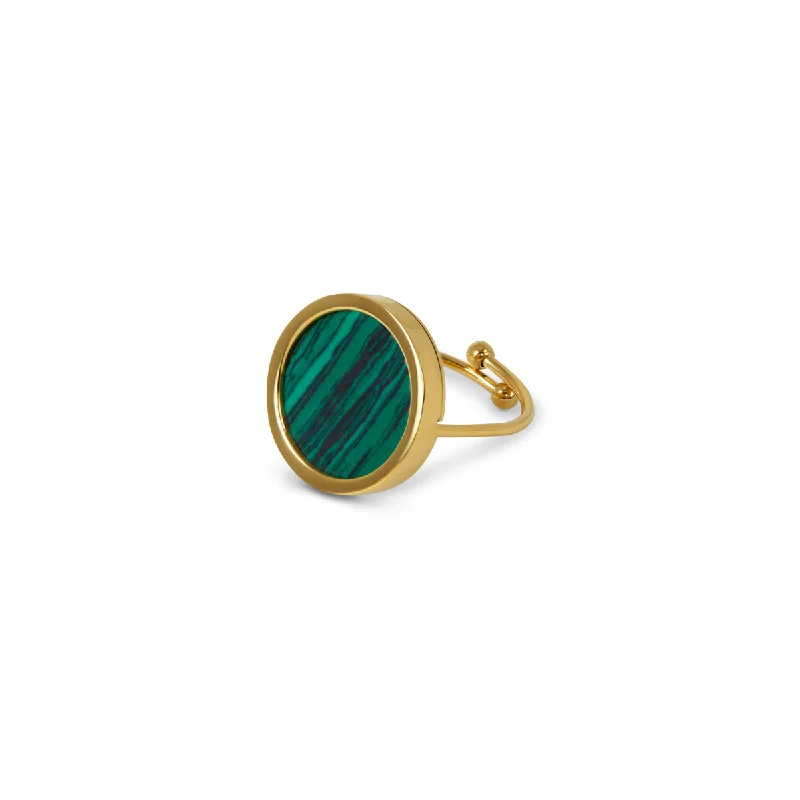 raw aventurine statement ring-Marble Adjustable Ring - Gold/Green