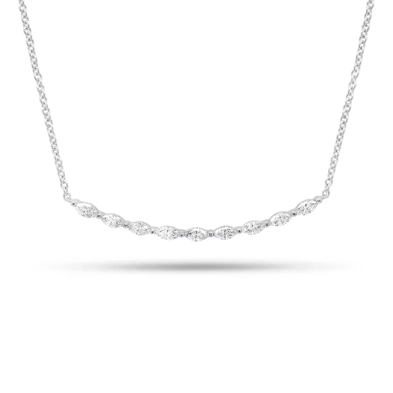 floral eternity sapphire necklace-Diamond Marquise Bar Pendant