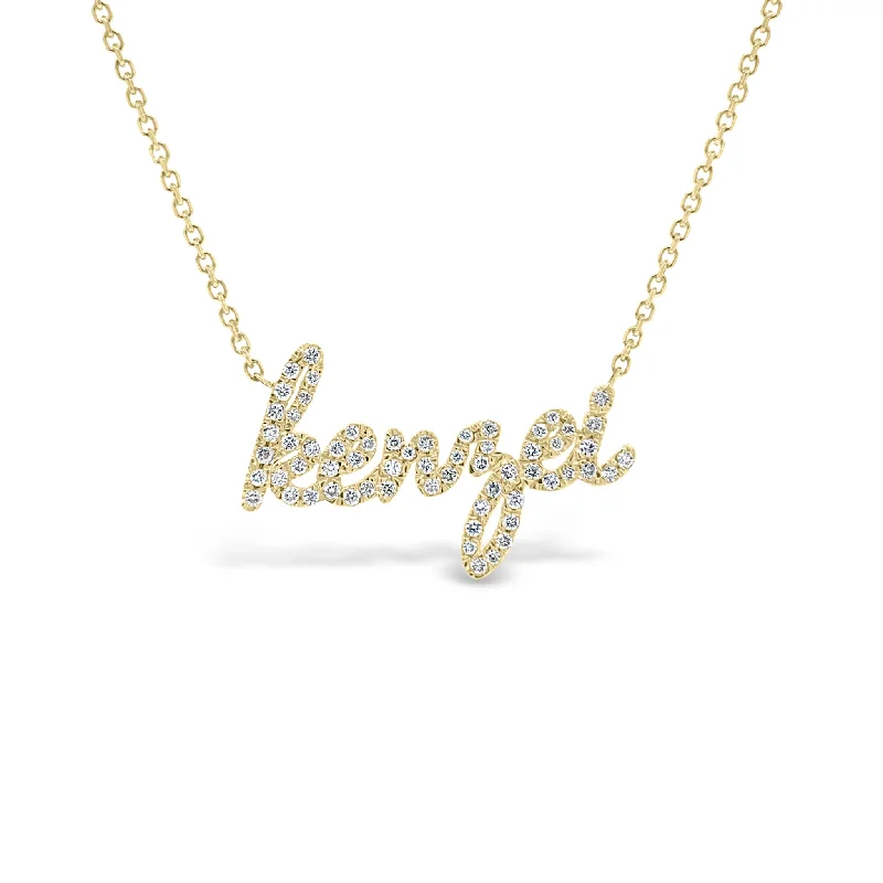 inscribed eternity chain necklace-Diamond Script Nameplate Necklace