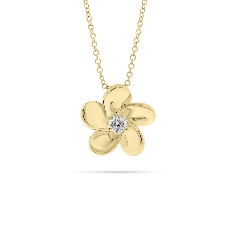 bold emerald inset necklace-Diamond Simple Flower Pendant