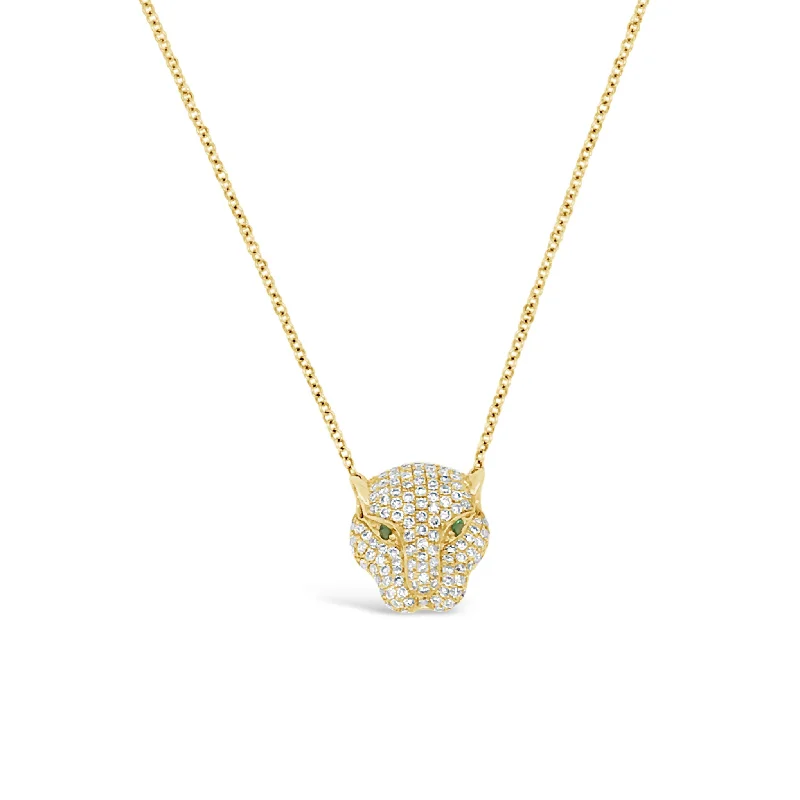 polished rose arc necklace-Diamond & Emerald Tiger Pendant Necklace