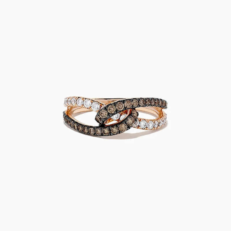 distressed rose eternity ring-14K Rose Gold Espresso and Diamond Ring, 0.85 TCW